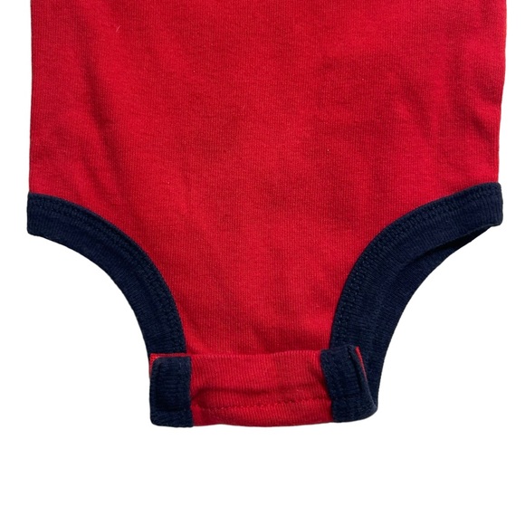 Nike Baby Boys 0-6M Red Bodysuit (Onesie) & Hat Set - Black Logo, Navy Blue Trim - Picture 7 of 10